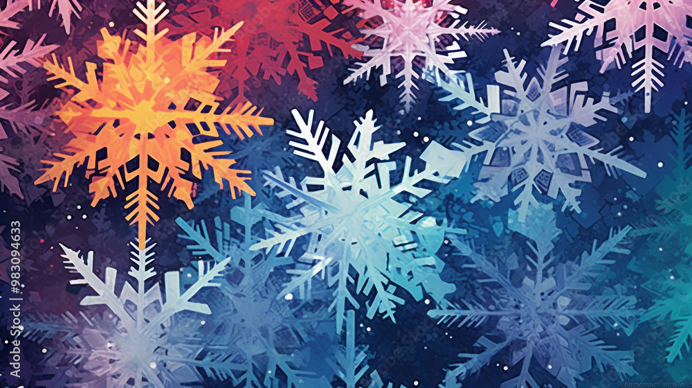 Illustration of snowflakes on a colorful background Illustration of snowflakes on a colorful background