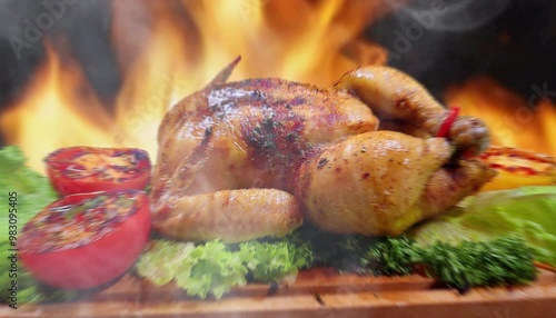 Wallpaper Mural Whole Chicken Grilled BBQ Generative AI  Torontodigital.ca