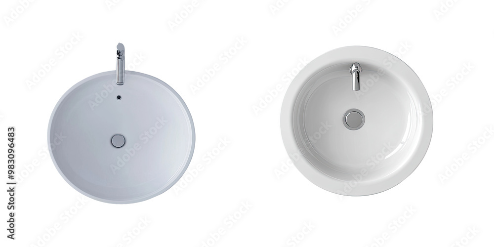 Two modern sinks, isolated on a transparent background. Two modern sinks, isolated on a transparent background.