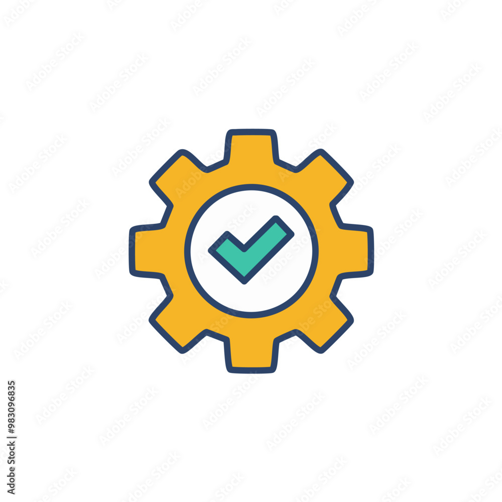 Abstract cogwheel and a checkbox combined together as an icon vector art illustration design. Icon concept design. Abstract cogwheel and a checkbox combined together as an icon vector art illustration design. Icon concept design.