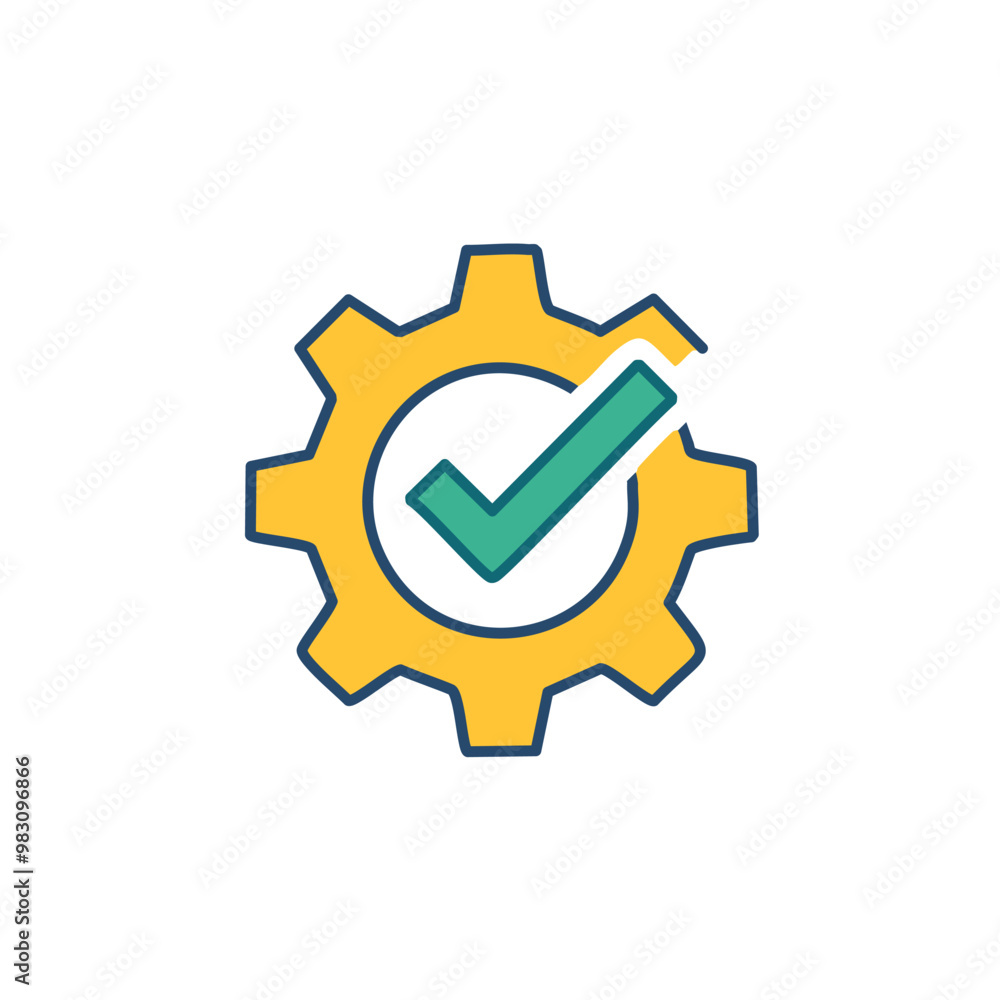 Abstract cogwheel and a checkbox combined together as an icon vector art illustration design. Icon concept design. Abstract cogwheel and a checkbox combined together as an icon vector art illustration design. Icon concept design.