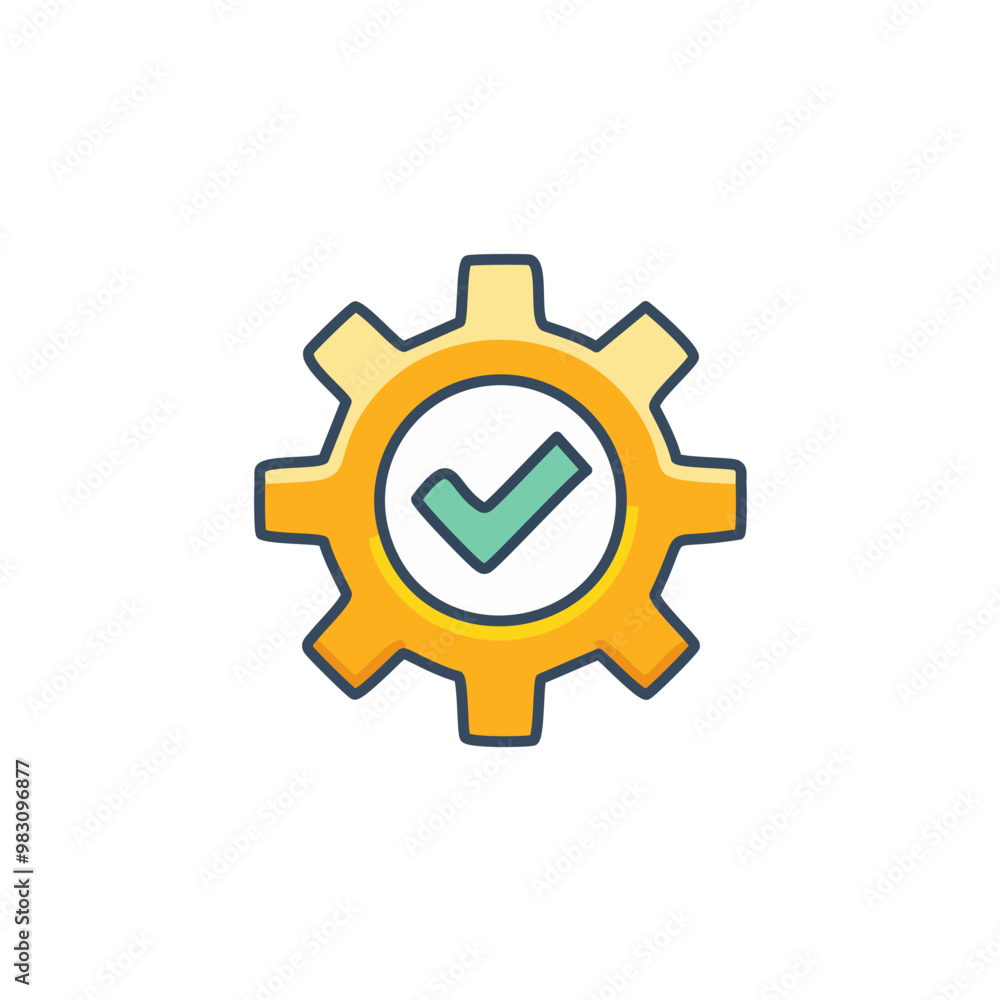 Abstract cogwheel and a checkbox combined together as an icon vector art illustration design. Icon concept design. Abstract cogwheel and a checkbox combined together as an icon vector art illustration design. Icon concept design.