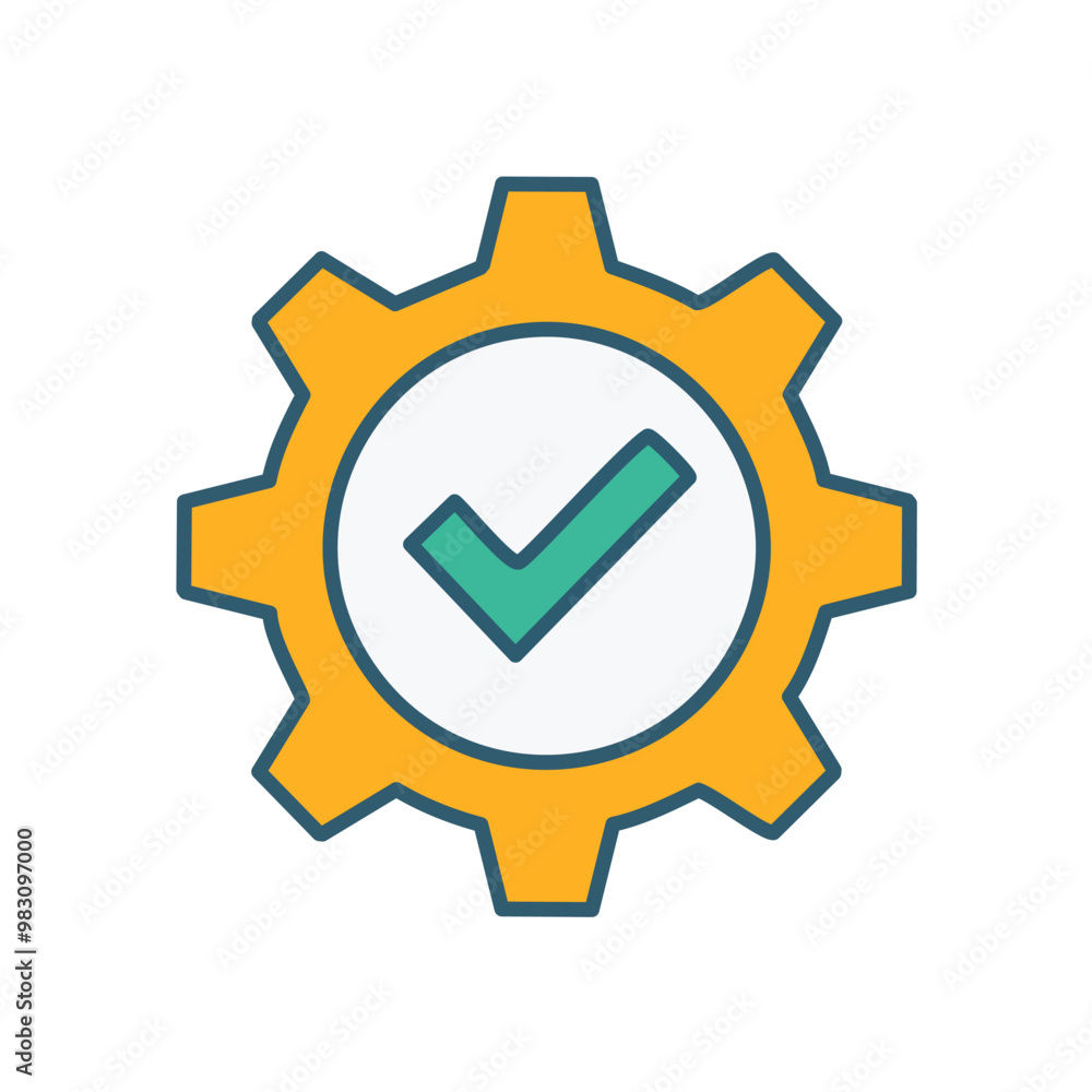 Abstract cogwheel and a checkbox combined together as an icon vector art illustration design. Icon concept design. Abstract cogwheel and a checkbox combined together as an icon vector art illustration design. Icon concept design.