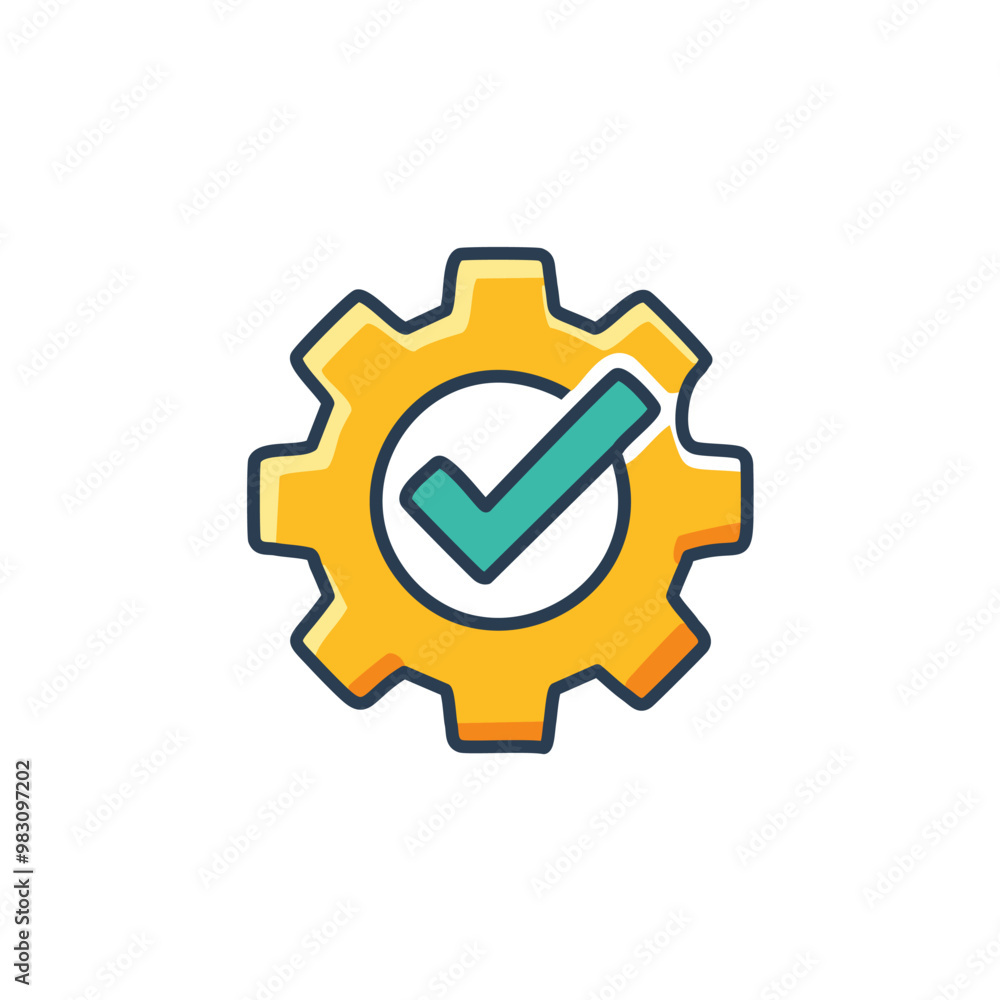 Abstract cogwheel and a checkbox combined together as an icon vector art illustration design. Icon concept design. Abstract cogwheel and a checkbox combined together as an icon vector art illustration design. Icon concept design.