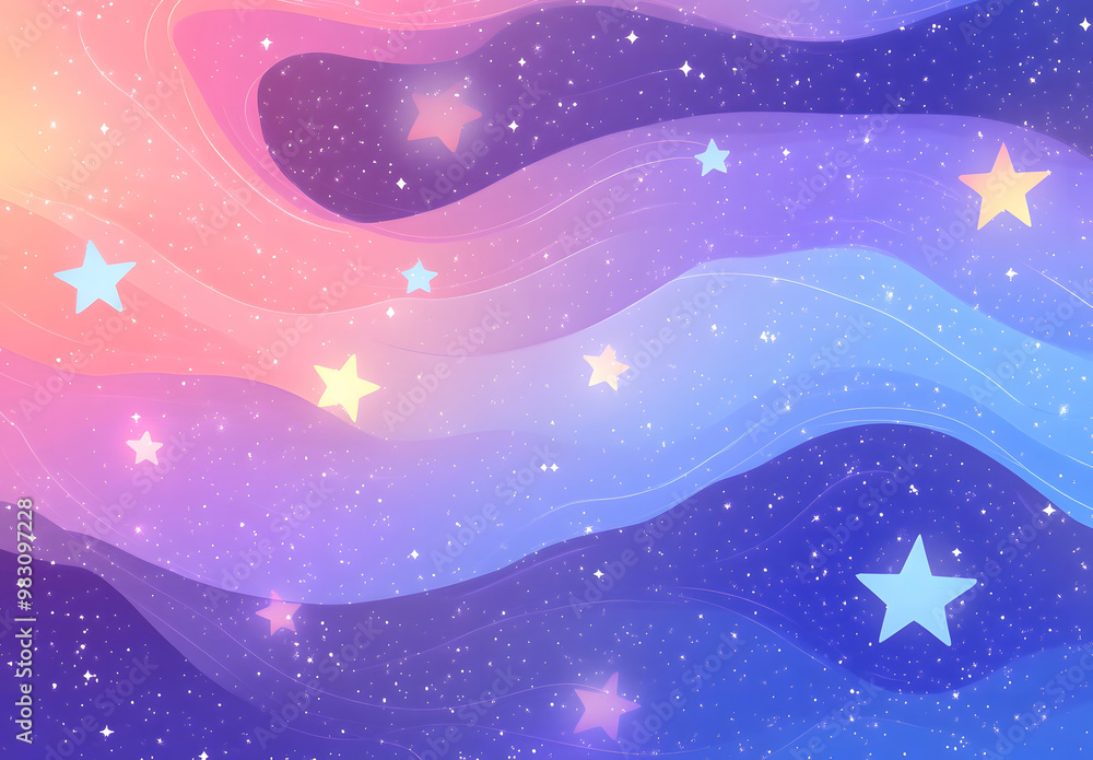 Dreamy Night Sky with Stars and Clouds - Pastel Fantasy Illustration Dreamy Night Sky with Stars and Clouds - Pastel Fantasy Illustration