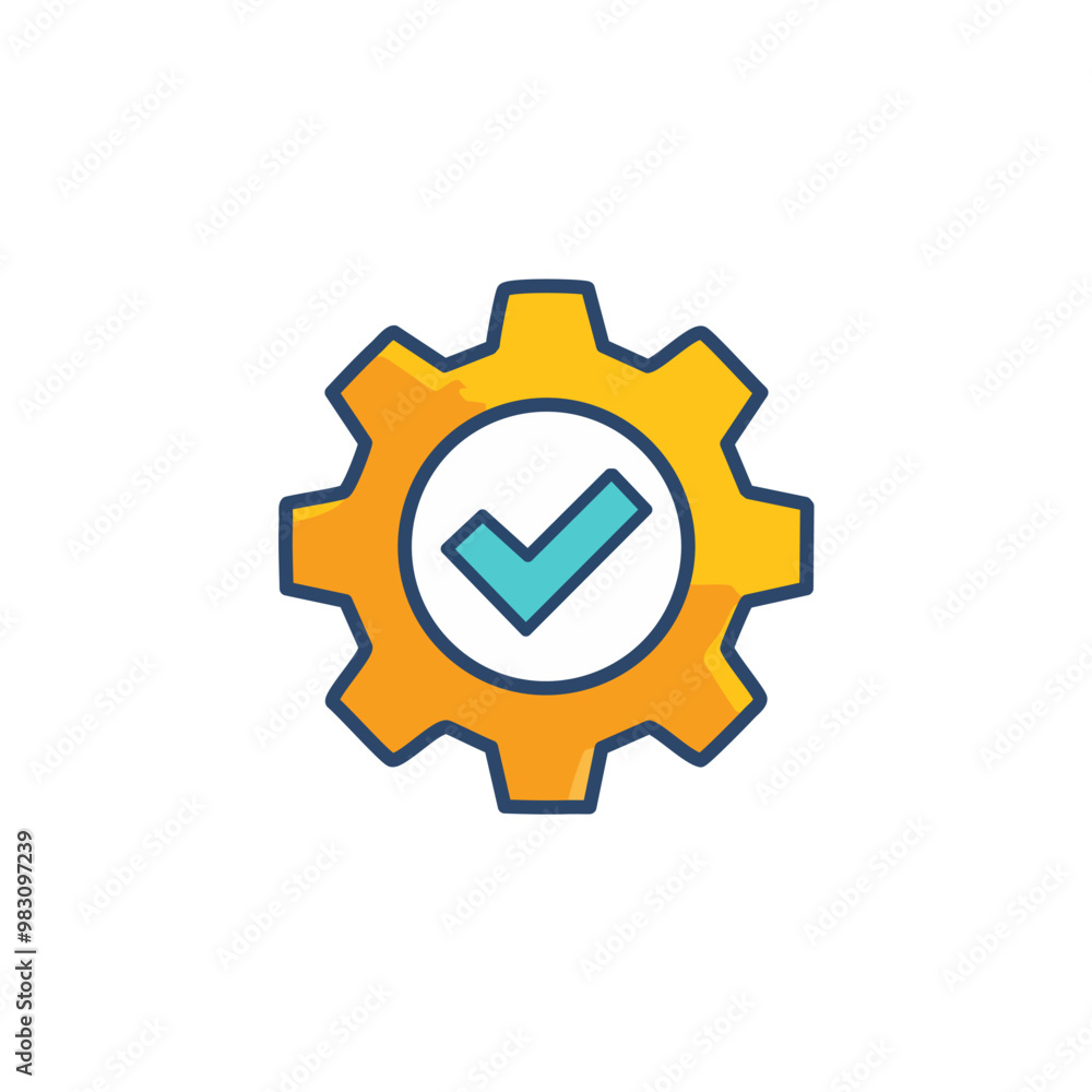 Abstract cogwheel and a checkbox combined together as an icon vector art illustration design. Icon concept design. Abstract cogwheel and a checkbox combined together as an icon vector art illustration design. Icon concept design.