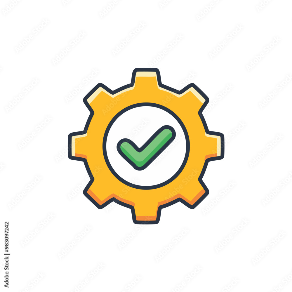 Abstract cogwheel and a checkbox combined together as an icon vector art illustration design. Icon concept design. Abstract cogwheel and a checkbox combined together as an icon vector art illustration design. Icon concept design.