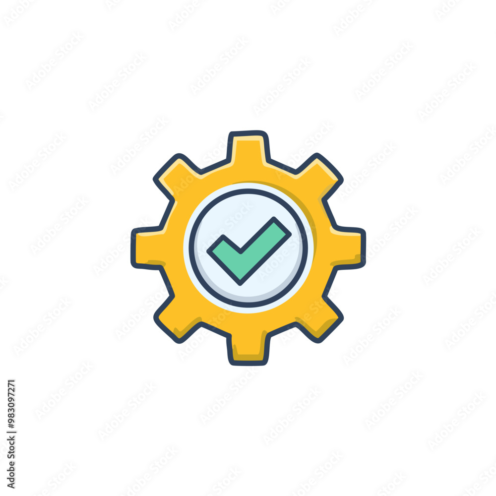 Abstract cogwheel and a checkbox combined together as an icon vector art illustration design. Icon concept design. Abstract cogwheel and a checkbox combined together as an icon vector art illustration design. Icon concept design.