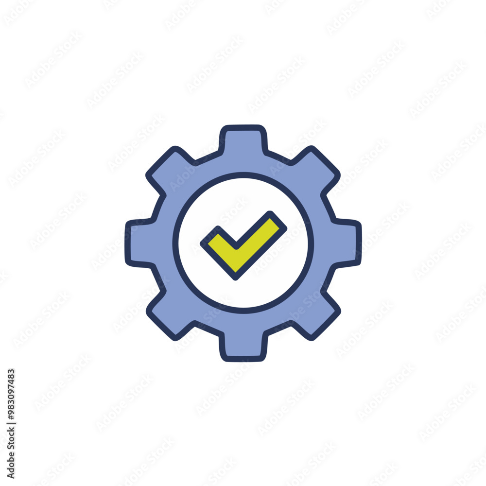 Abstract cogwheel and a checkbox combined together as an icon vector art illustration design. Icon concept design. Abstract cogwheel and a checkbox combined together as an icon vector art illustration design. Icon concept design.