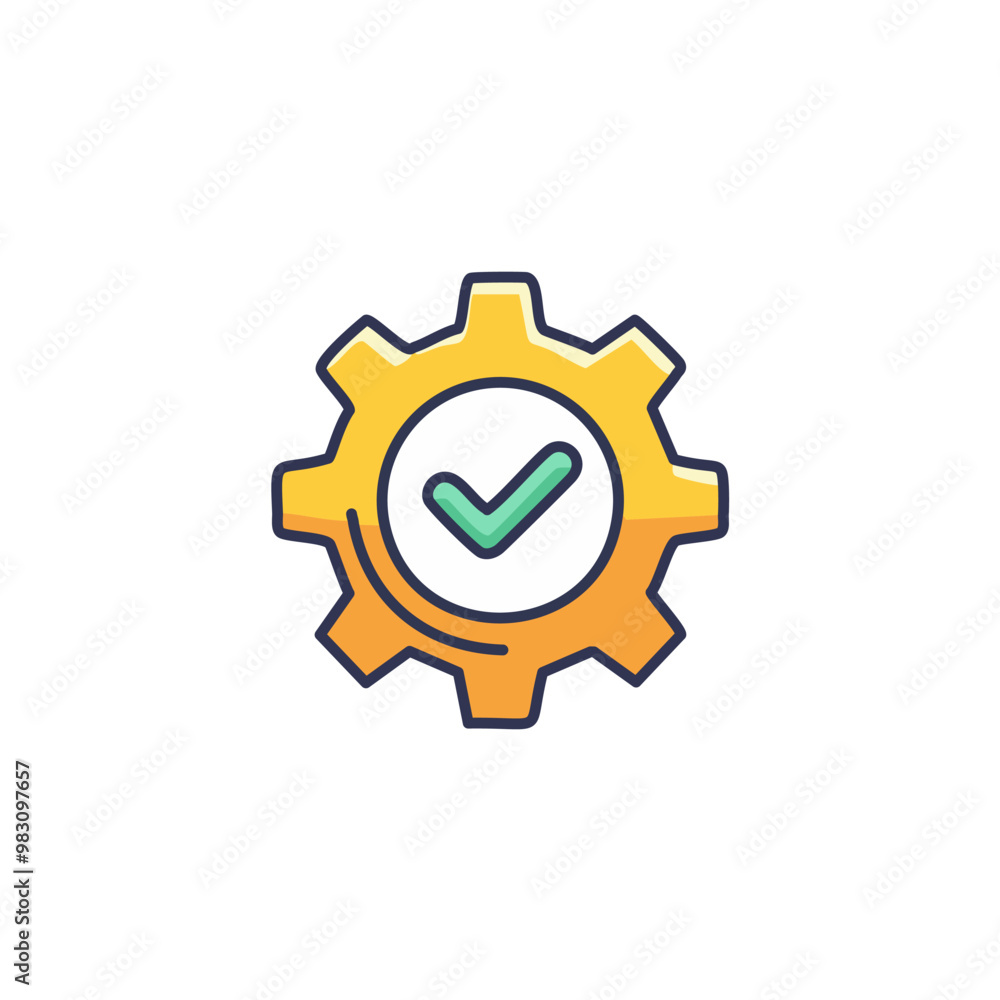 Abstract cogwheel and a checkbox combined together as an icon vector art illustration design. Icon concept design. Abstract cogwheel and a checkbox combined together as an icon vector art illustration design. Icon concept design.