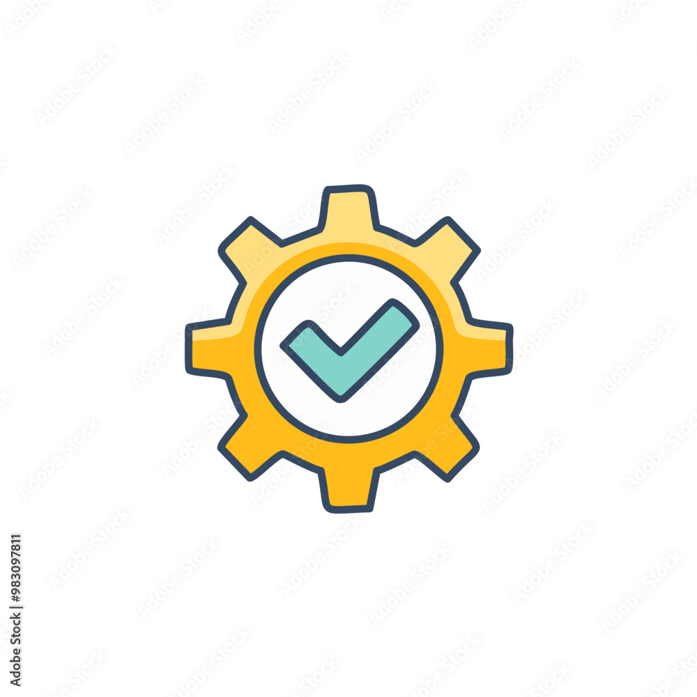 Abstract cogwheel and a checkbox combined together as an icon vector art illustration design. Icon concept design. Abstract cogwheel and a checkbox combined together as an icon vector art illustration design. Icon concept design.