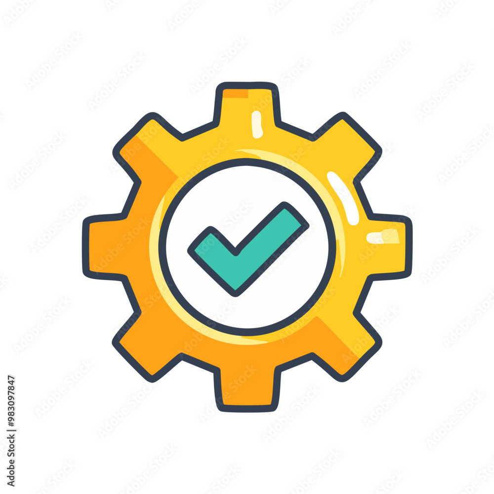Abstract cogwheel and a checkbox combined together as an icon vector art illustration design. Icon concept design. Abstract cogwheel and a checkbox combined together as an icon vector art illustration design. Icon concept design.