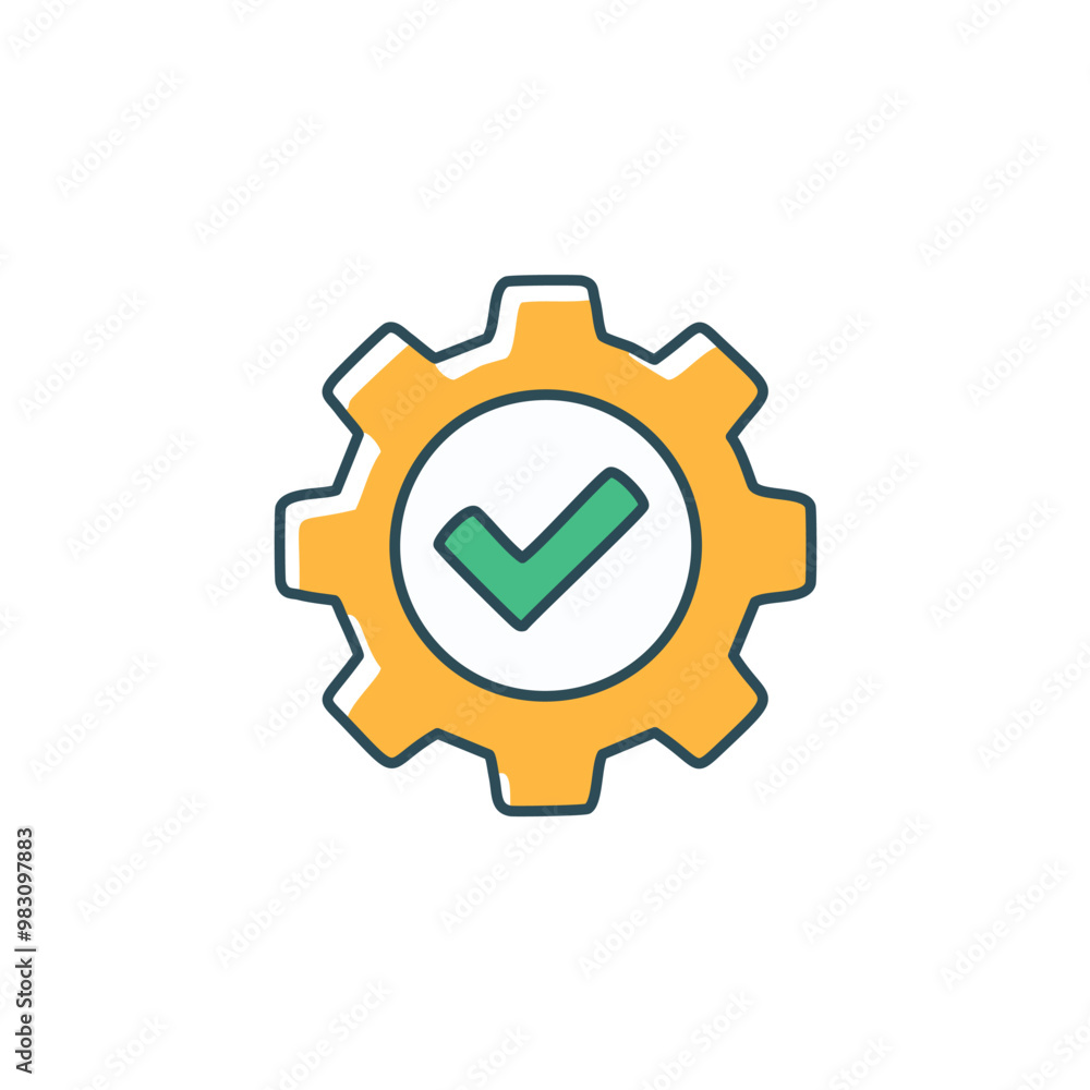 Abstract cogwheel and a checkbox combined together as an icon vector art illustration design. Icon concept design. Abstract cogwheel and a checkbox combined together as an icon vector art illustration design. Icon concept design.