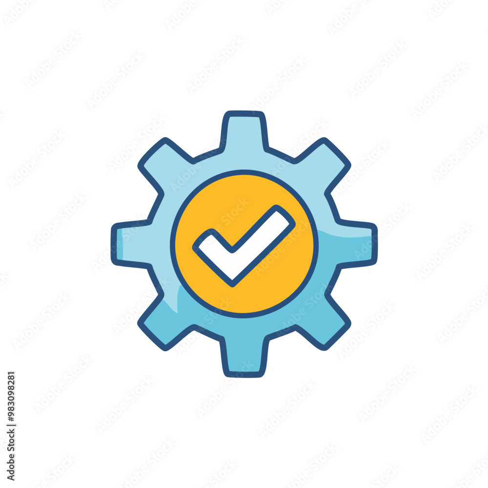 Abstract cogwheel and a checkbox combined together as an icon vector art illustration design. Icon concept design. Abstract cogwheel and a checkbox combined together as an icon vector art illustration design. Icon concept design.