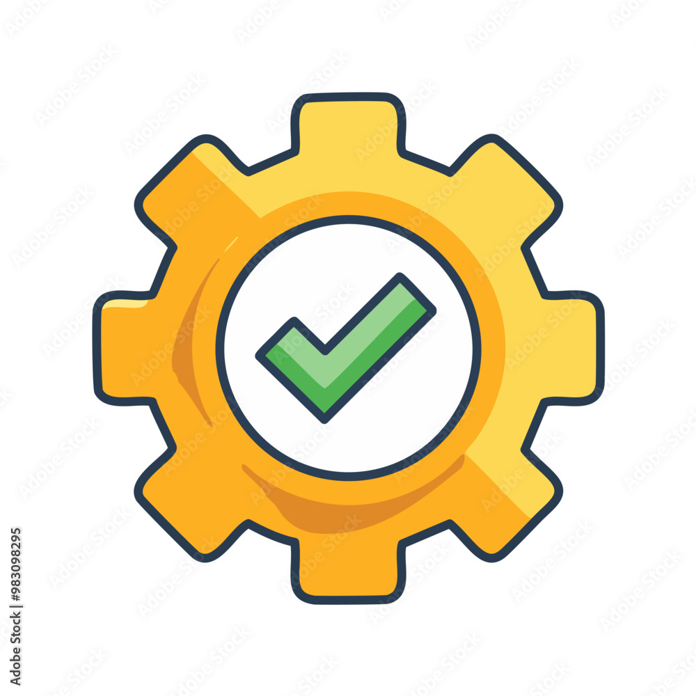 Abstract cogwheel and a checkbox combined together as an icon vector art illustration design. Icon concept design. Abstract cogwheel and a checkbox combined together as an icon vector art illustration design. Icon concept design.