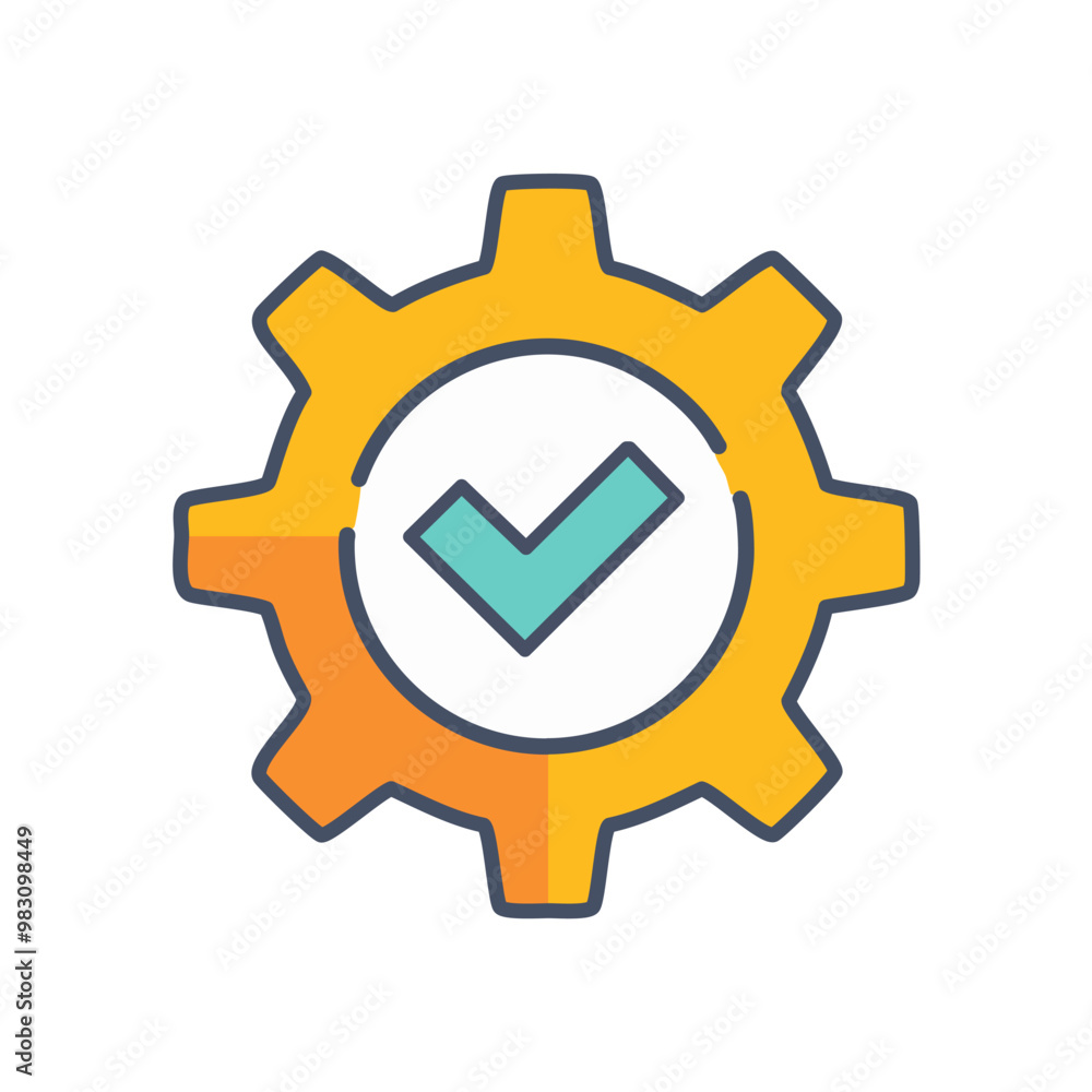 Abstract cogwheel and a checkbox combined together as an icon vector art illustration design. Icon concept design. Abstract cogwheel and a checkbox combined together as an icon vector art illustration design. Icon concept design.