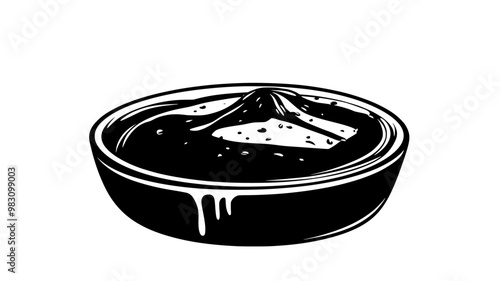 Mousse in a round dish with a smooth surface, no additional elements, food vector graphic