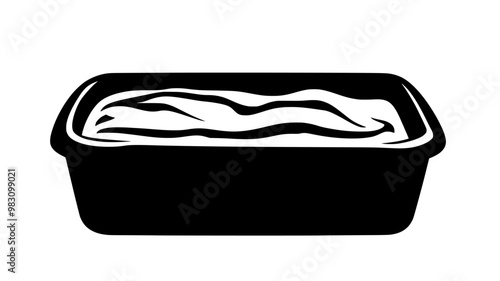 Mousse in a rectangular dish with a smooth surface and no extra elements, food illustration vector