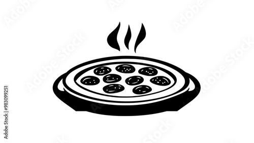 Pepperoni pizza fresh out of the oven with steam rising, food vector illustration