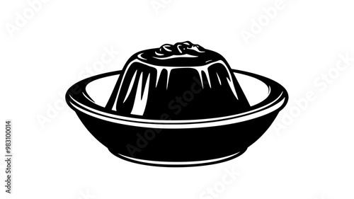 Pudding in a wide dish with no visible toppings or decorations, food illustration vector