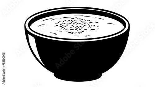 Rice pudding in a large bowl with smooth surface, no extras, food illustration vector