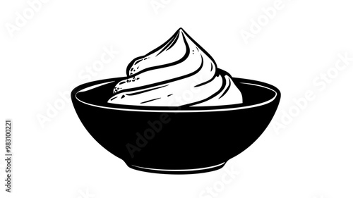 Serving of spread in a simple dish with no visible toppings or decorations, food vector illustration