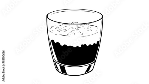 Single portion of rice pudding in a clear glass, no elements, food vector graphic
