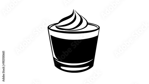 Single portion of mousse in a clear glass, with no visible toppings or decorations, food vector illustration