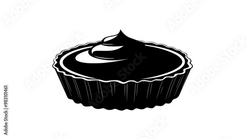 Tart with firm base, filled with lemon mixture, topped with a thin glaze, food illustration vector