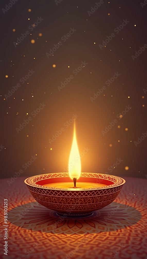 A beautifully lit oil lamp casts warm light, symbolizing peace and celebration. Perfect for spiritual, festival, or wellness themes. A beautifully lit oil lamp casts warm light, symbolizing peace and celebration. Perfect for spiritual, festival, or wellness themes.