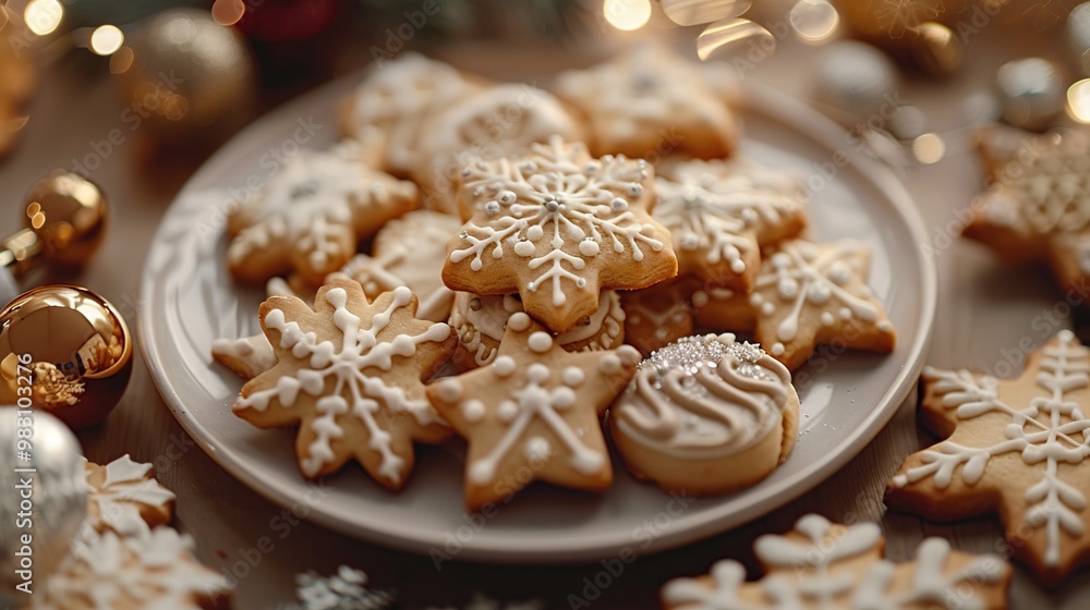Festive Snowflake Cookies Festive Snowflake Cookies