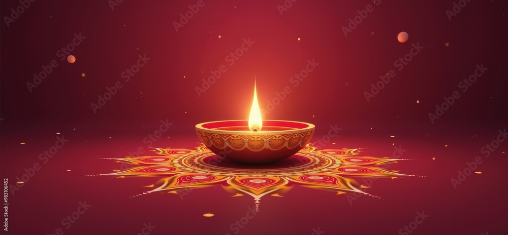 A beautiful diya (oil lamp) radiating light against a rich red background, symbolizing hope and celebration. Perfect for Diwali, festivals, and cultural designs. A beautiful diya (oil lamp) radiating light against a rich red background, symbolizing hope and celebration. Perfect for Diwali, festivals, and cultural designs.
