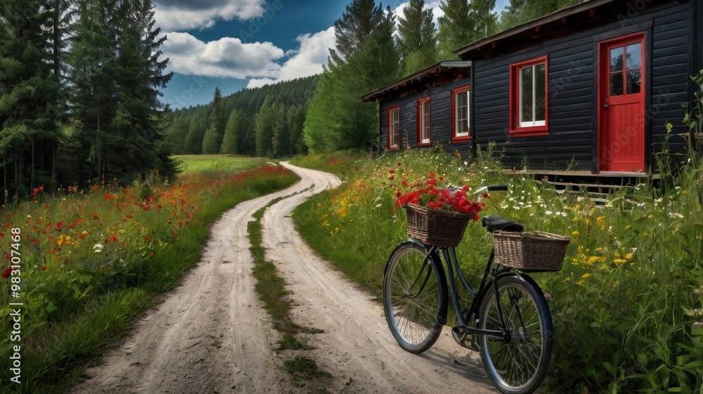 Fototapeta premium bicycle in the village