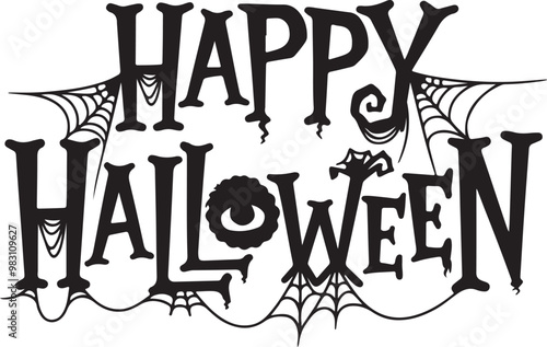 Happy Halloween typography design vector style with white background