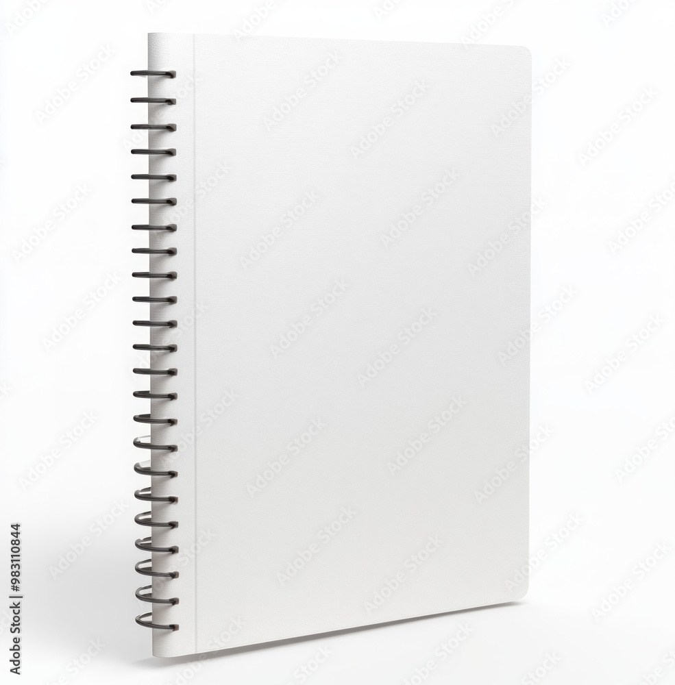 Blank photorealistic notebook mockup on white background, front view Blank photorealistic notebook mockup on white background, front view