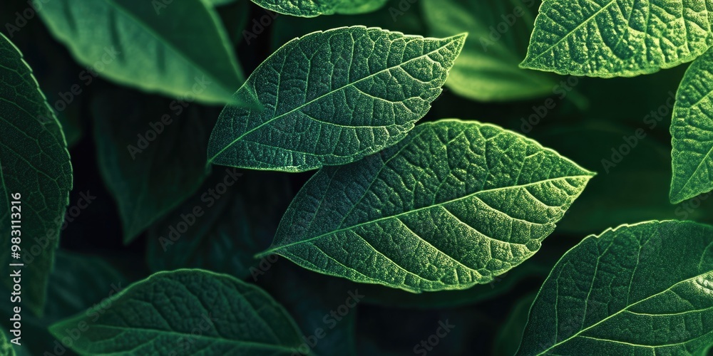 Vivid Green Ivy Leaves with Close-up Detail Vivid Green Ivy Leaves with Close-up Detail