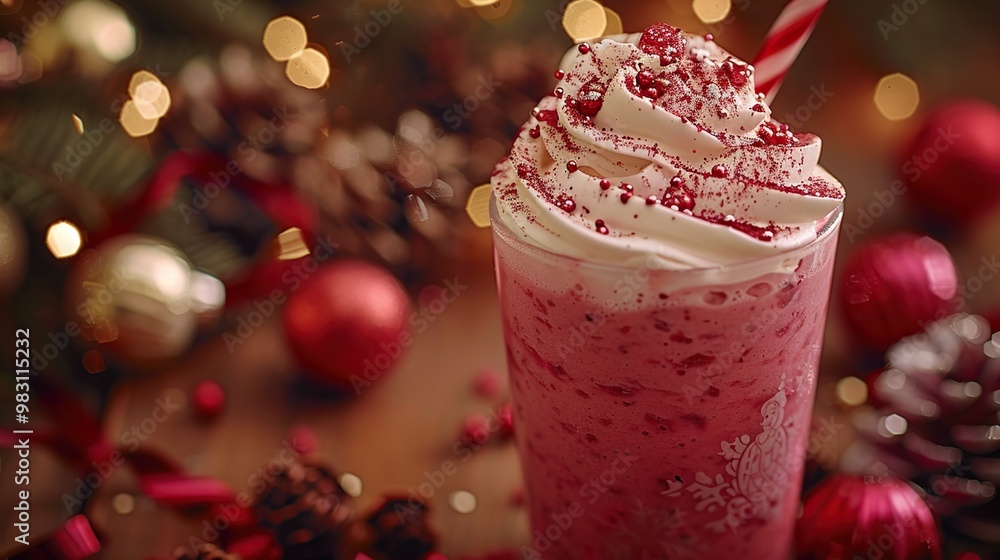 Festive Cranberry Smoothie with Whipped Cream Festive Cranberry Smoothie with Whipped Cream