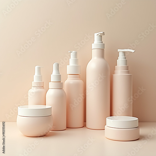 Skincare products promote antiaging benefits and address common skin concerns. Concept Anti-Aging Ingredients, Skincare Regimens, Common Skin Issues, Moisturizers and Serums, Youthful Glow Techniques