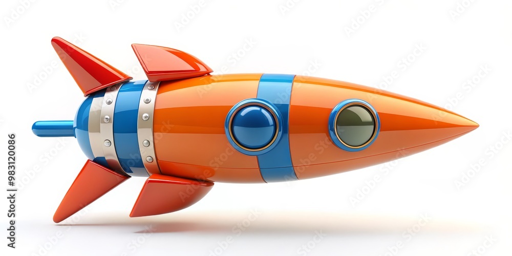 Orange and Blue Rocket Ship with Shiny Finish, 3D Rendered, Spacecraft, Rocket, 3D model, animation, design Orange and Blue Rocket Ship with Shiny Finish, 3D Rendered, Spacecraft, Rocket, 3D model, animation, design