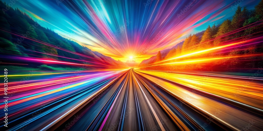 Radiant Highway Rush Abstract Motion Blur Journey through Iridescent Landscape with futuristic cityscape vibes, energy, and dynamism Radiant Highway Rush Abstract Motion Blur Journey through Iridescent Landscape with futuristic cityscape vibes, energy, and dynamism