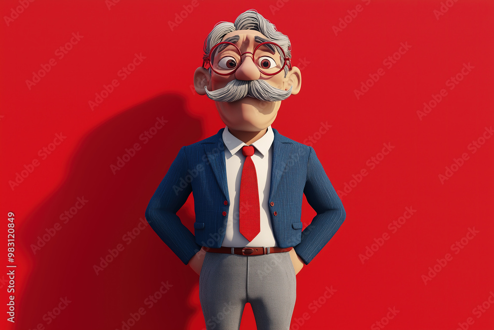 cartoon illustration of a men standing in front of a bright red background cartoon illustration of a men standing in front of a bright red background