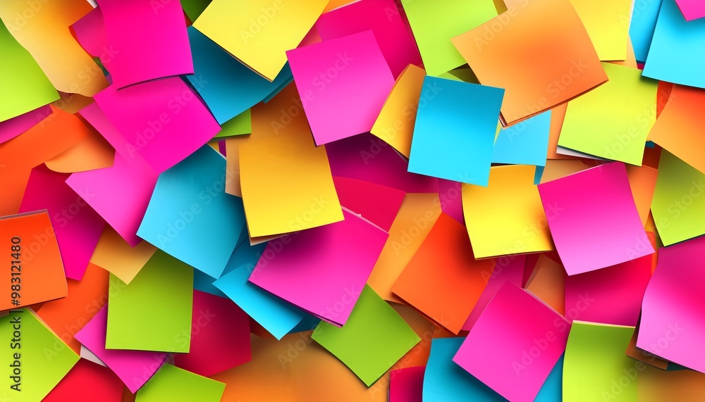 Colorful sticky notes scattered around Colorful sticky notes scattered around