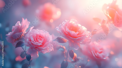 Aesthetic Arrangement of Soft Flowers in a Dreamy Romantic Bouquet neon color picture