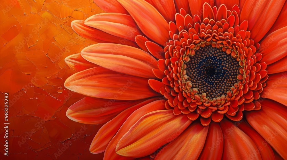 Close-up of a vibrant orange gerbera daisy with soft, textured petals. Close-up of a vibrant orange gerbera daisy with soft, textured petals.
