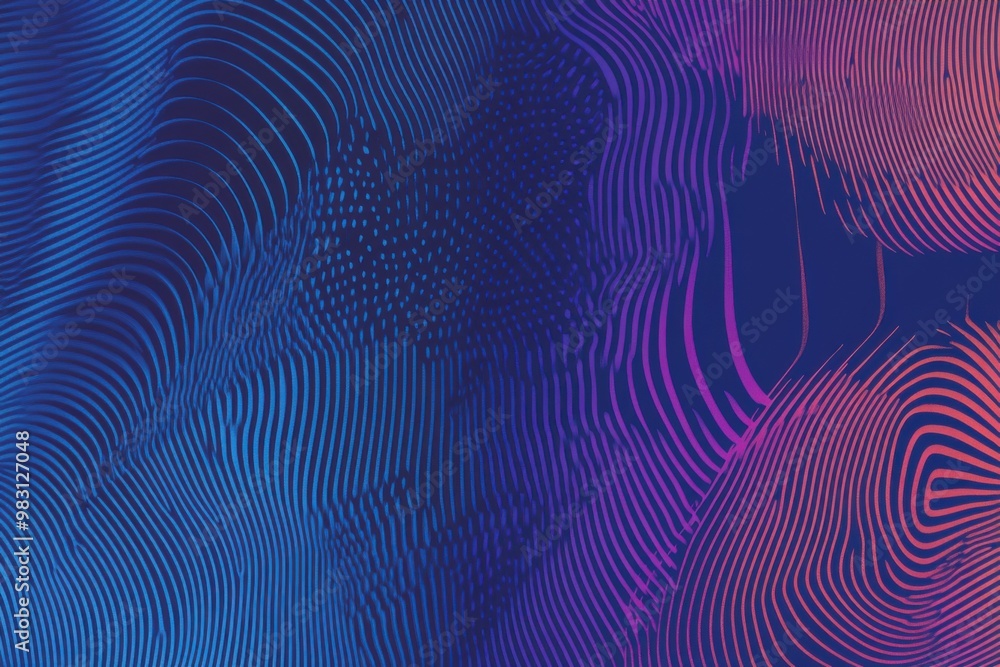 Abstract digital waves of blue and purple create dynamic pattern with gradient effect Abstract digital waves of blue and purple create dynamic pattern with gradient effect