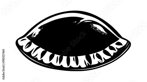 Close-up of a chicken empanada with filling slightly visible, food illustration vector