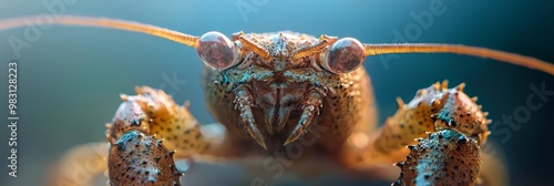  A detailed shot of a multi-eyed insect with an elongated head appendage photo