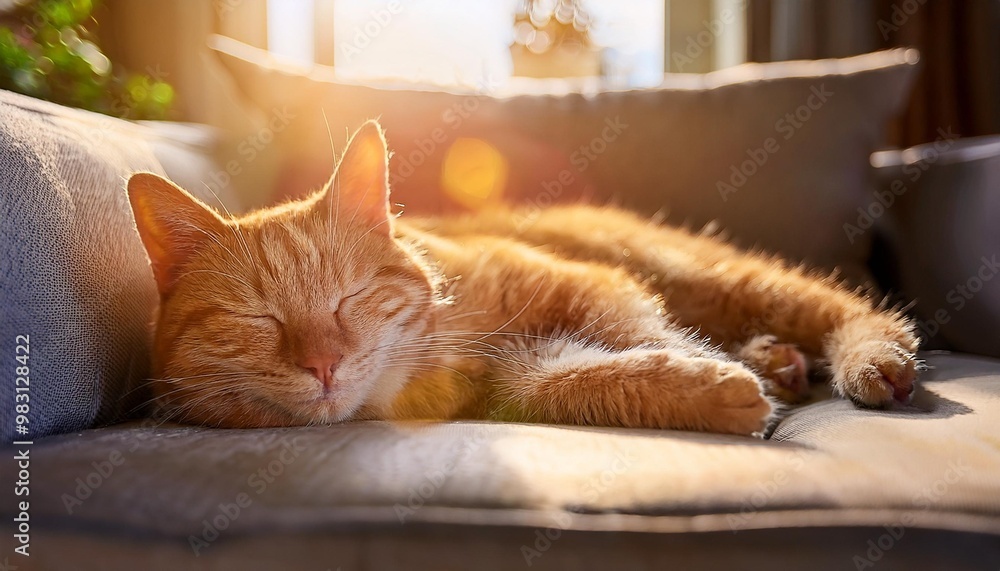 Obraz premium cat sleeping on the bed