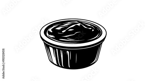 Dip served in a small ramekin with a consistent texture and no visible garnishes, food illustration vector