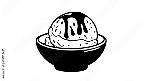 Dish of dairy-free ice cream displayed on a clean kitchen counter with a spoon beside it, vector illustration art, food vector graphic